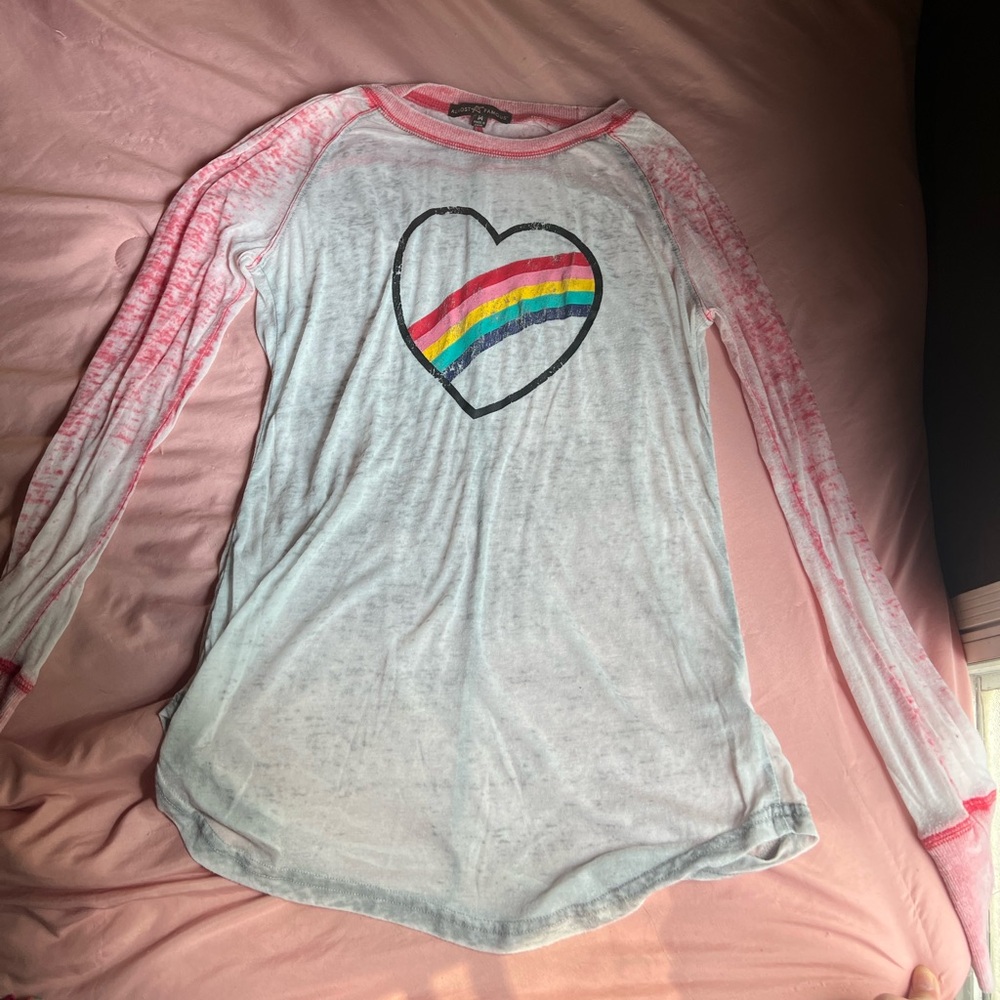 Almost Famous Long Sleeve Sheer Graphic Shirt 🌈• Size  Medium